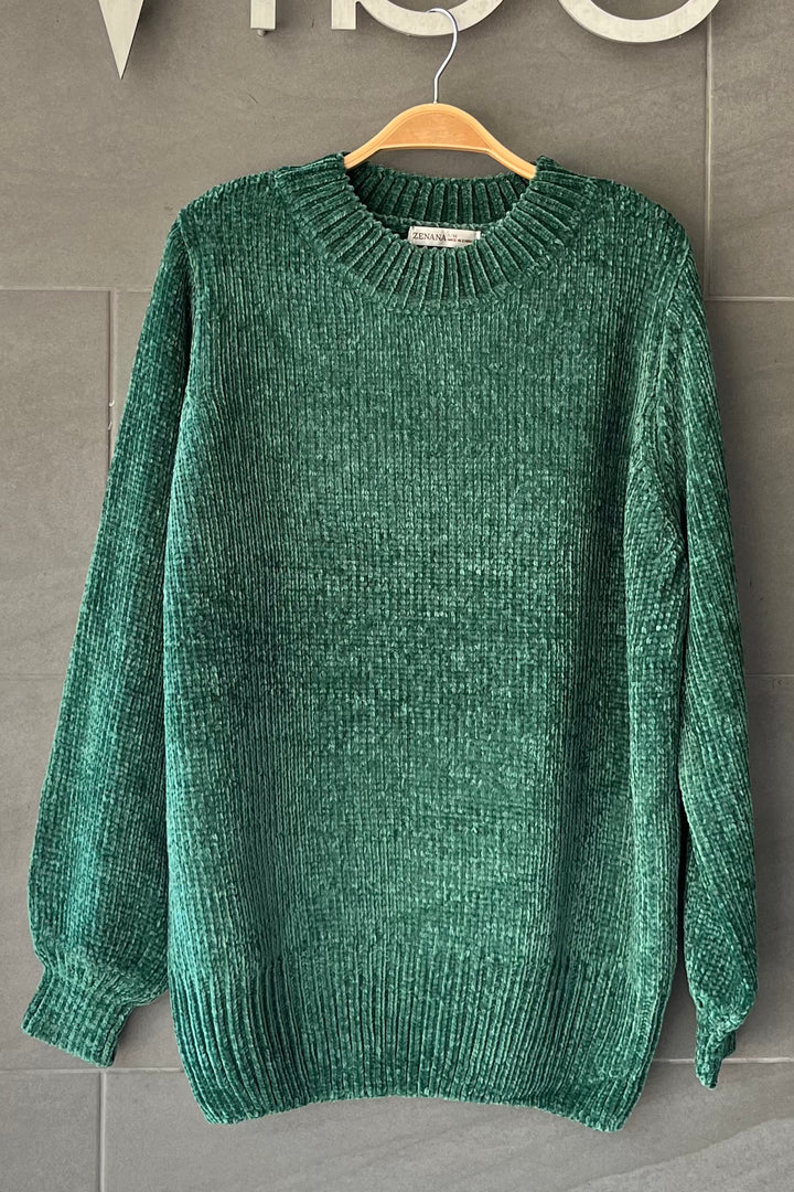 Zen Chenille Rib Sweater (Dark Green)
