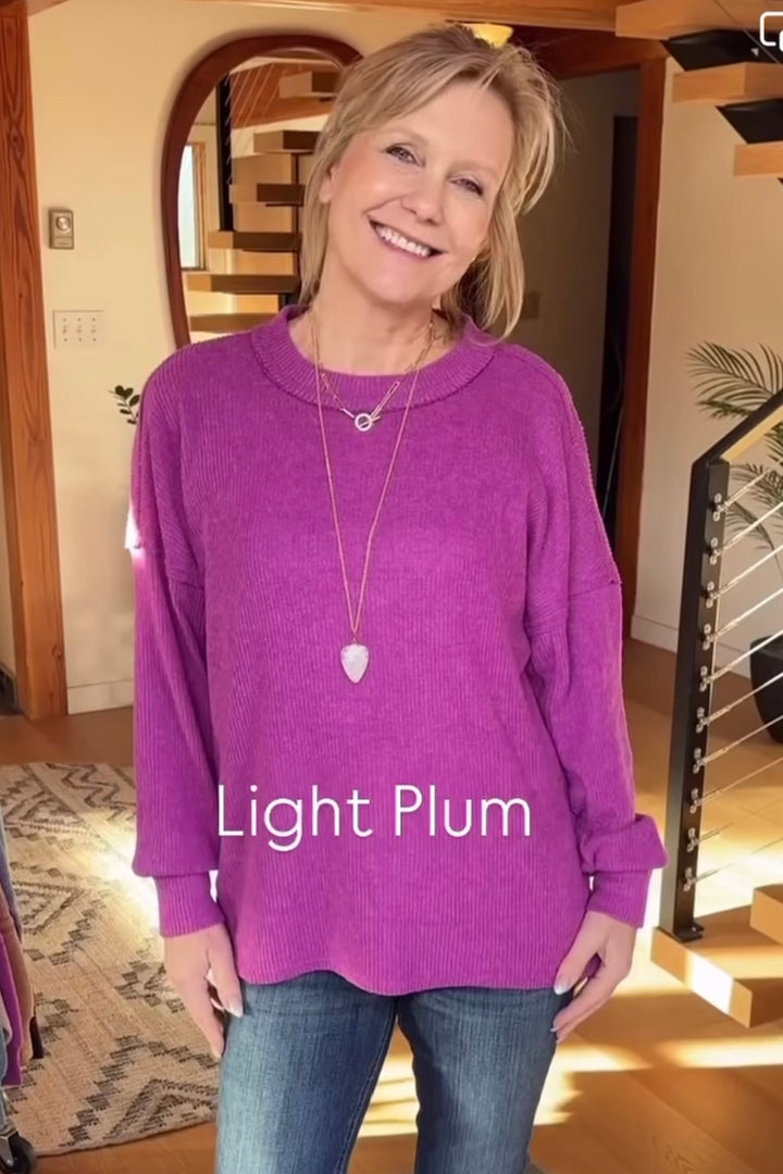 Zen Brushed Slouchy Sweater (Light Plum)