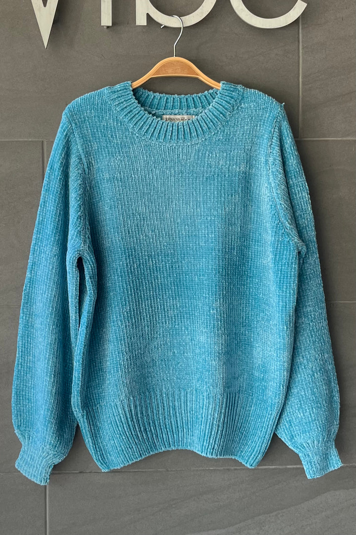 Zen Chenille Rib Sweater (Dusty Teal)