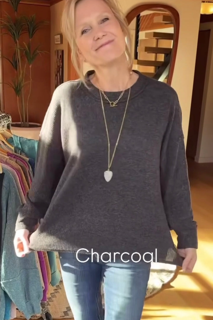 Zen Brushed Slouchy Sweater (Charcoal)