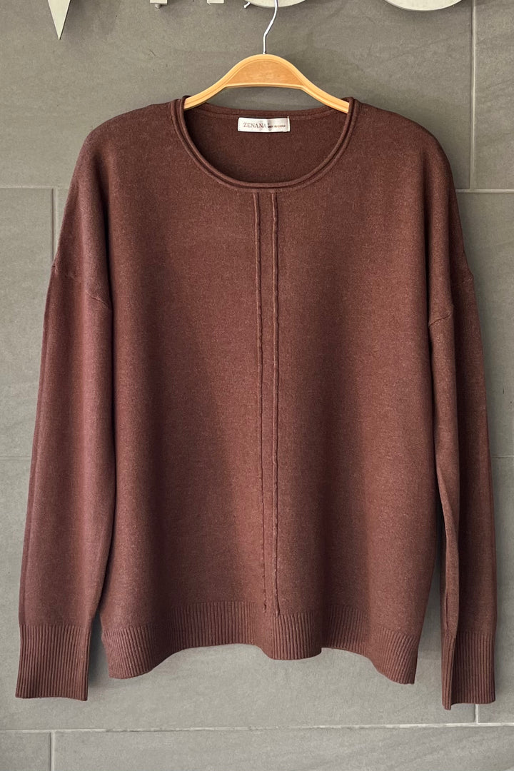 Zen Aubrey Knit Sweater (Heather Brown)