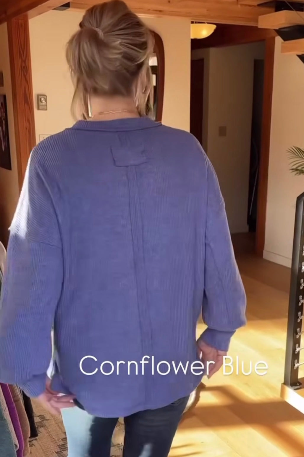 Zen Brushed Slouchy Sweater (Cornflower Blue)