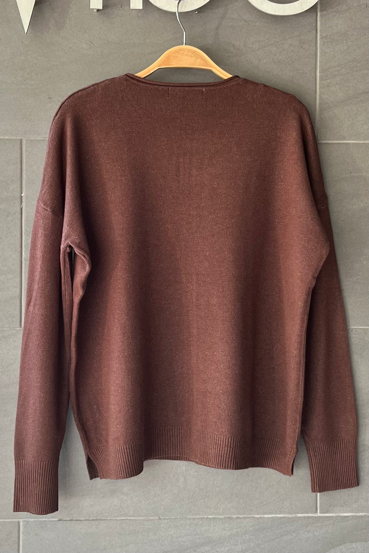 Zen Aubrey Knit Sweater (Heather Brown)