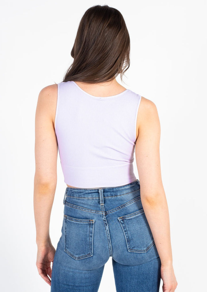 C'est Moi Bamboo Crop V Tank (Lavender)