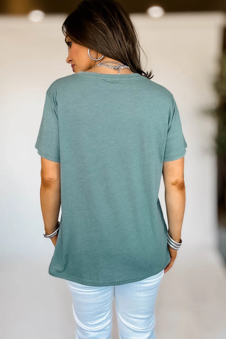 Zen Cotton V Neck Tee (Ash Jade)
