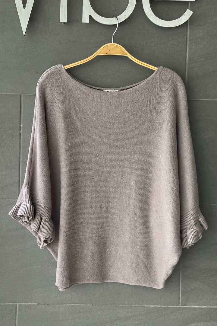 Meo Knit Flutter Sweater (Taupe)