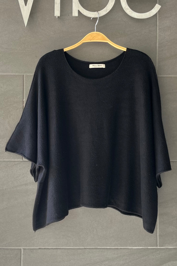 Meo Boxy Sweater Tee (Black)