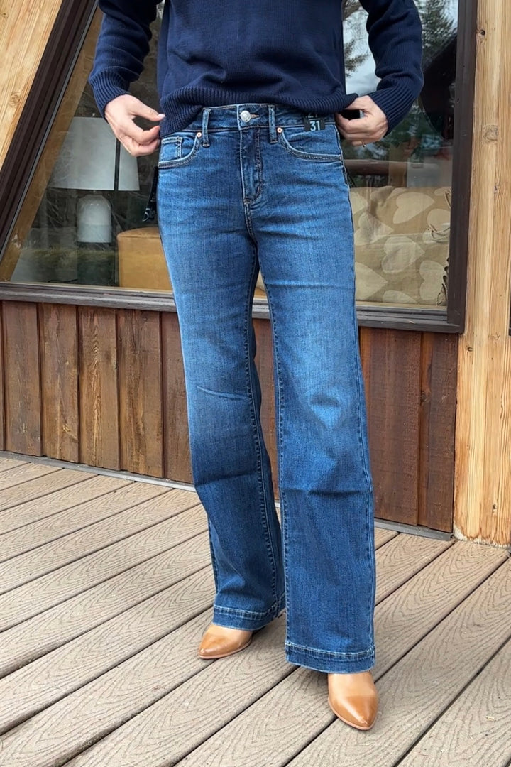 Silver Avery High Rise Trouser 31" (Mid Wash)