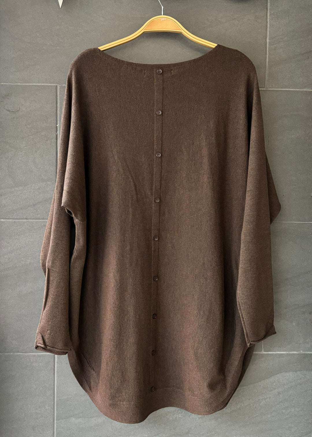 Meo Oversized Button Sweater (Walnut)