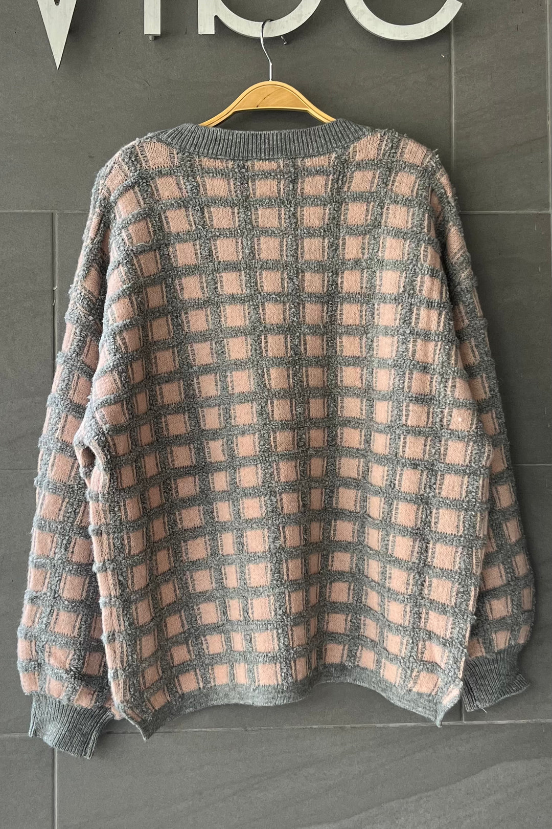 My Cozy Checkered Knit Sweater