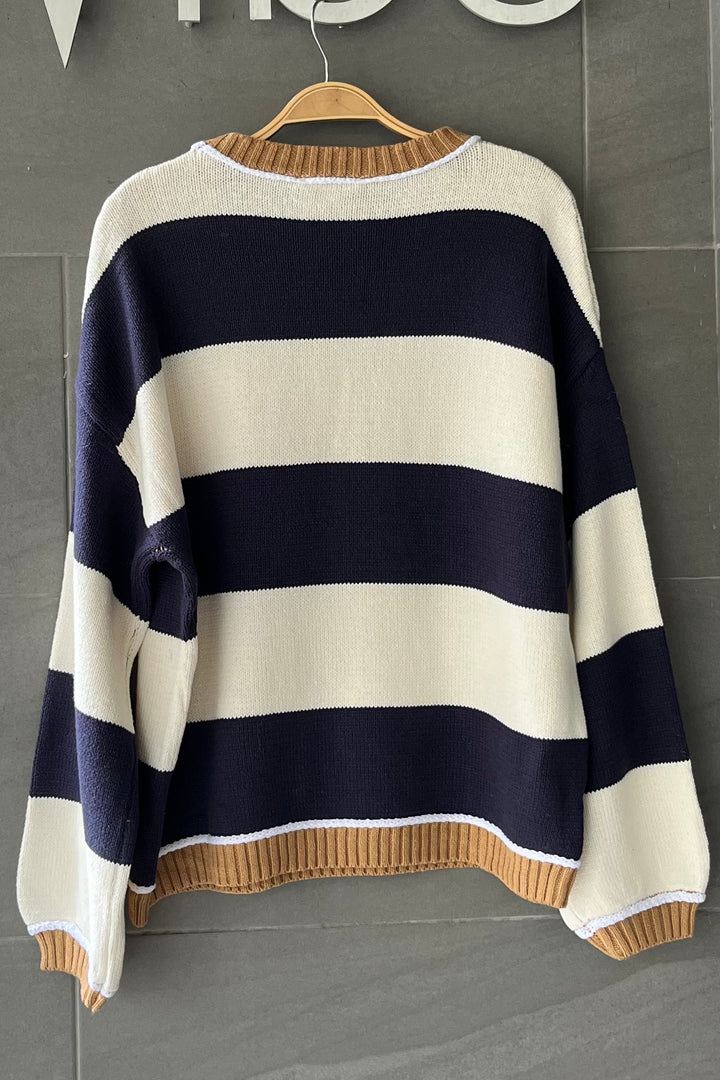 My Cozy Scottie Knit Sweater (Cream/Navy)