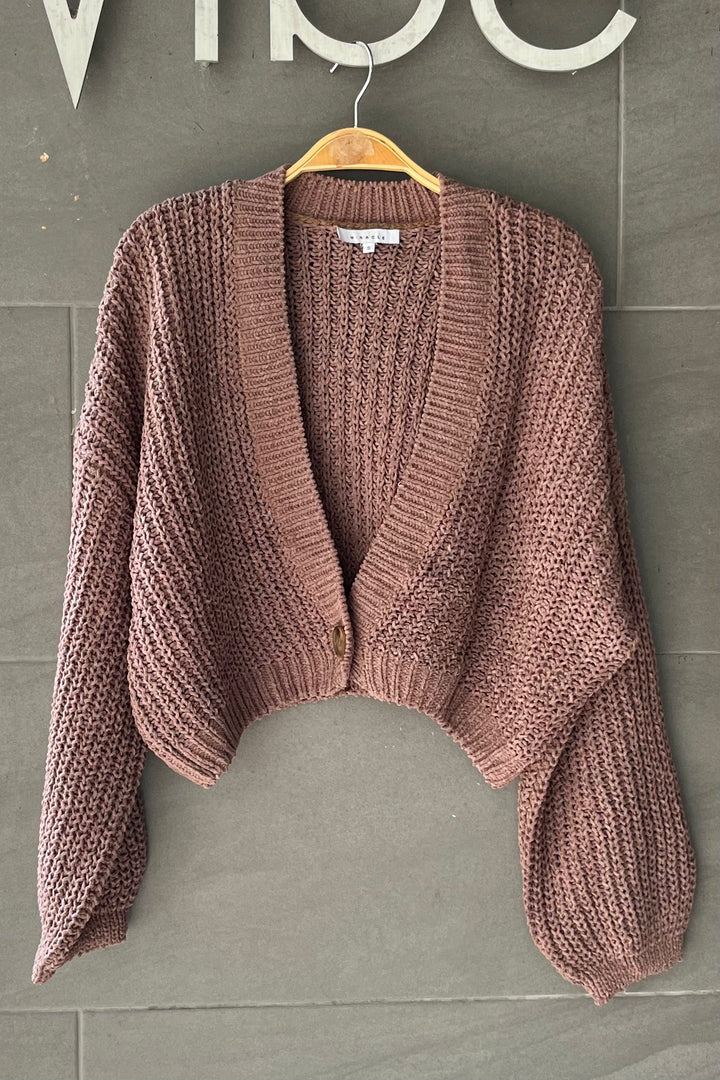 My Cozy Willow Chenille Cardigan (Brown)