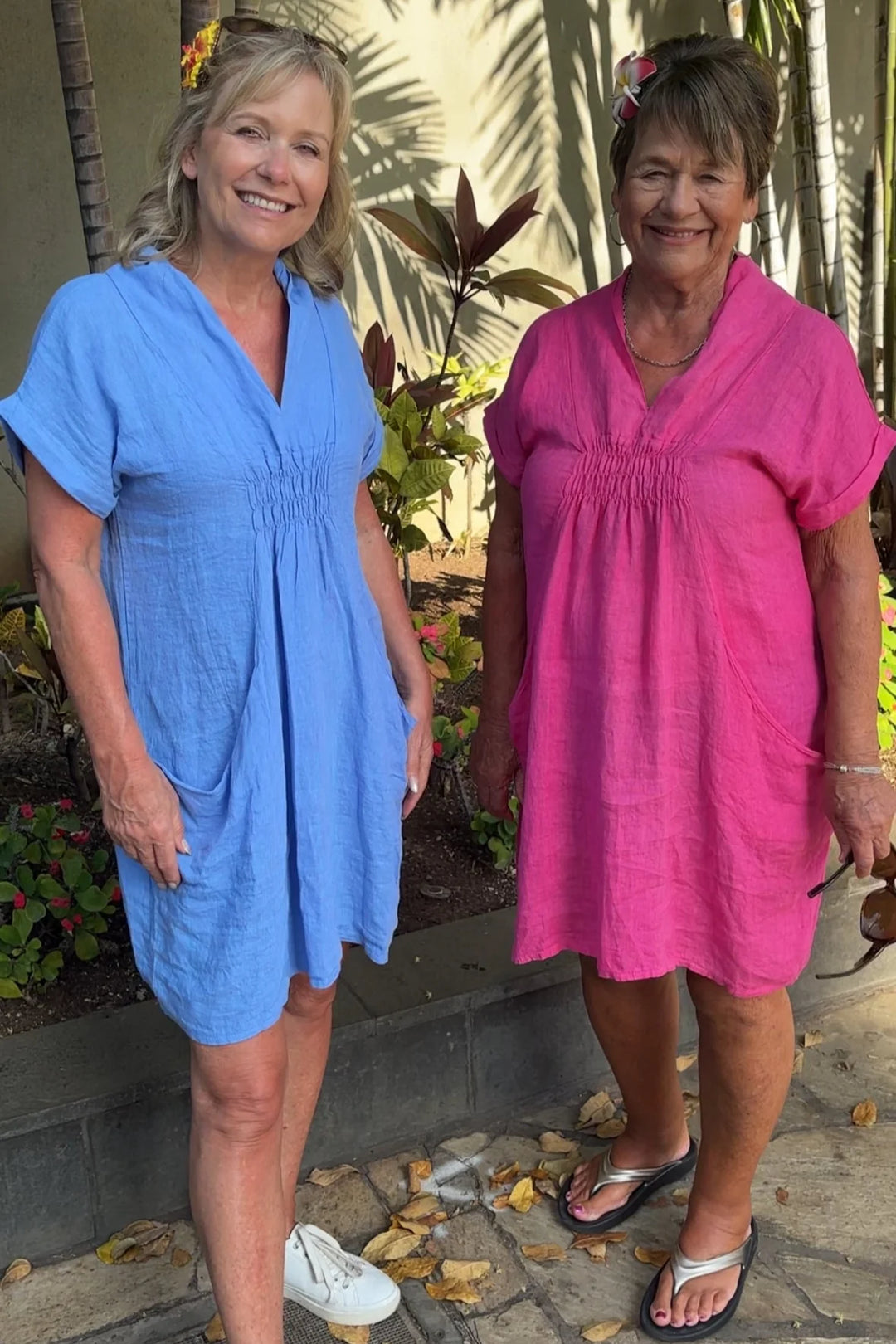 Meo Linen Pocket Dress (Fuchsia)