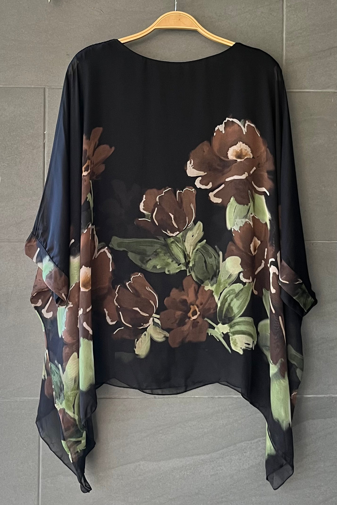 Meo Jackie Silk Blouse (Black Floral)