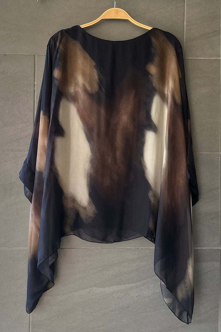 Meo Jackie Silk Blouse (Black/Coffee)