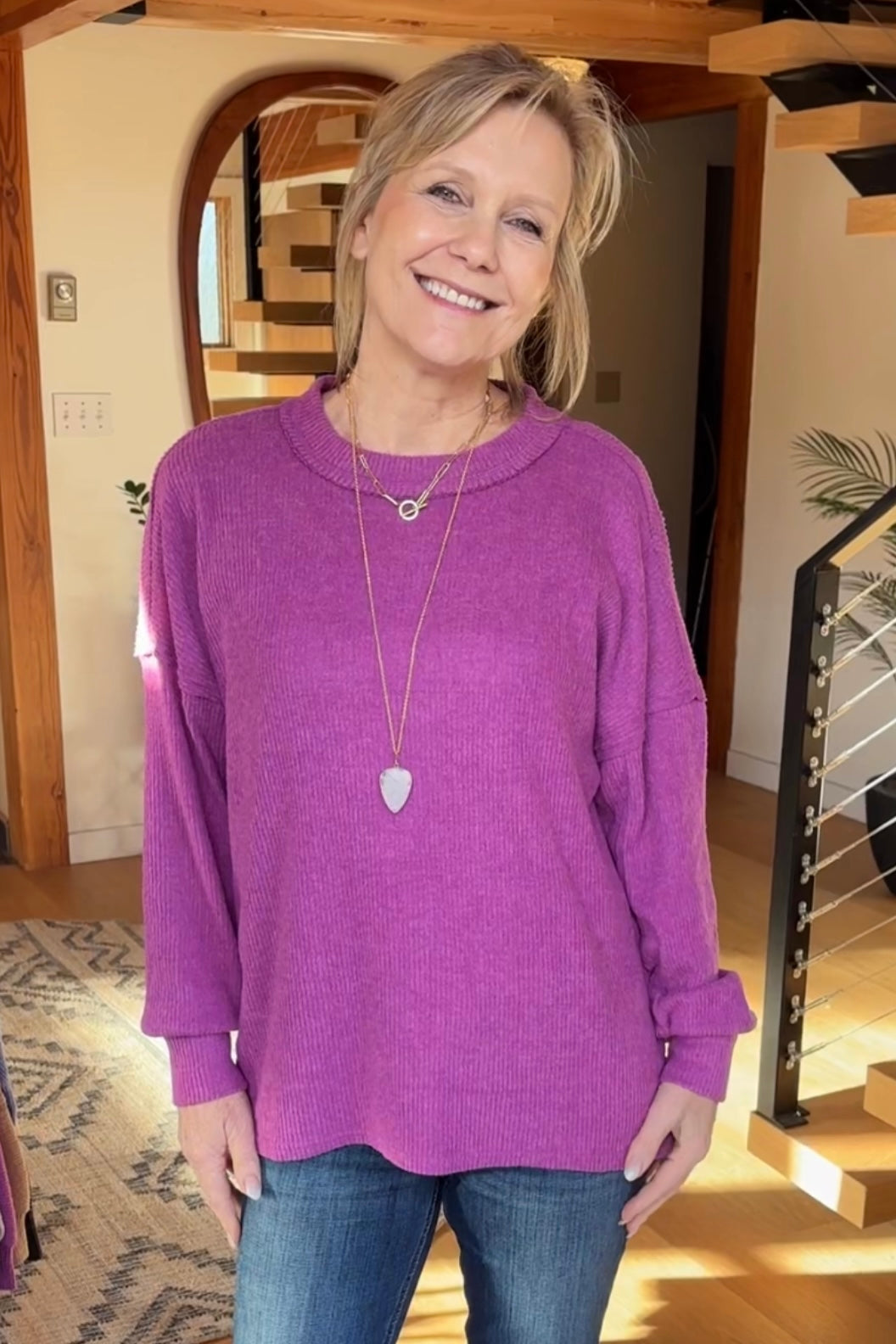 Zen Brushed Slouchy Sweater (Light Plum)