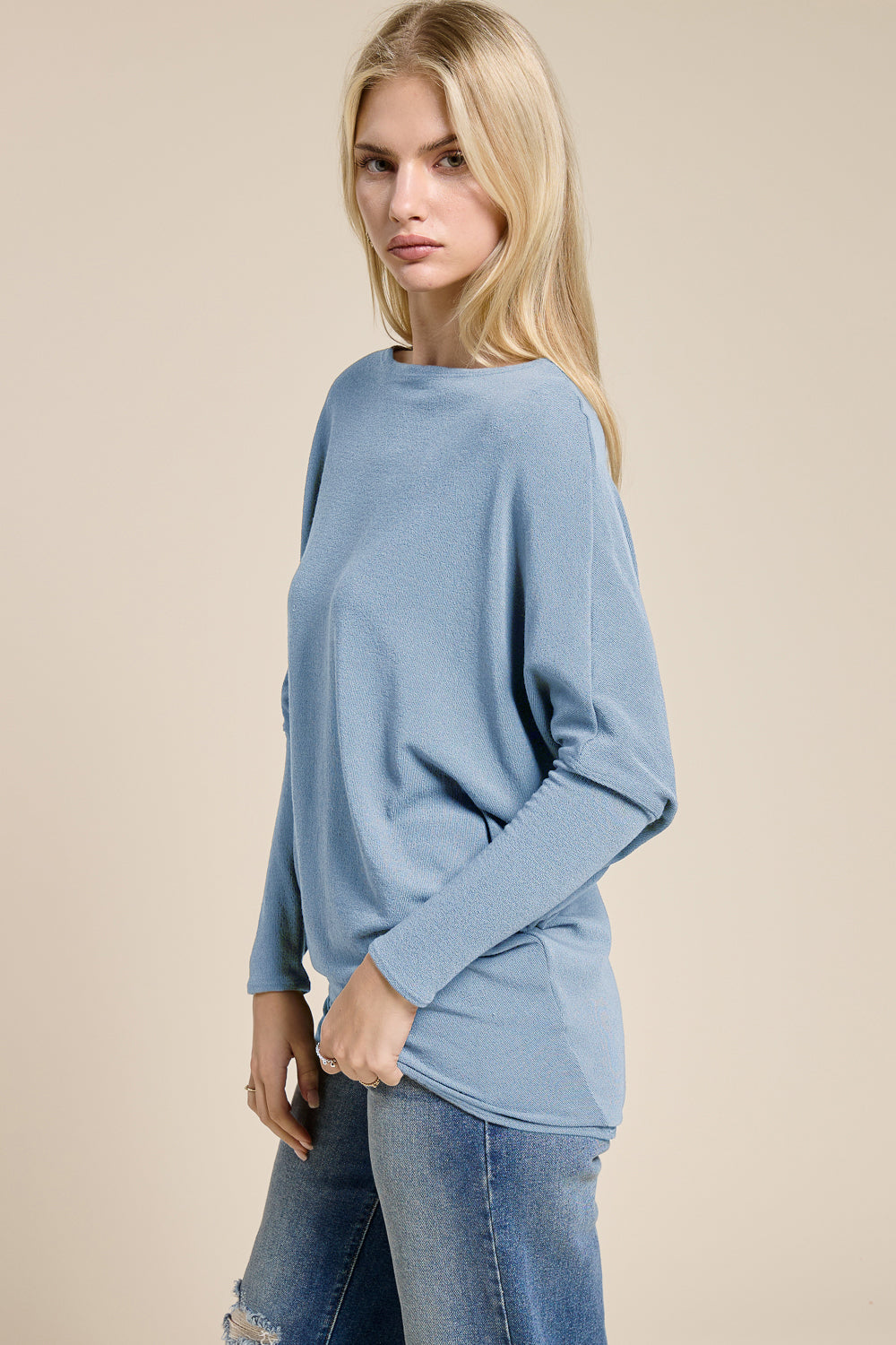 Jolie All Day Slouch Top (Faded Denim)