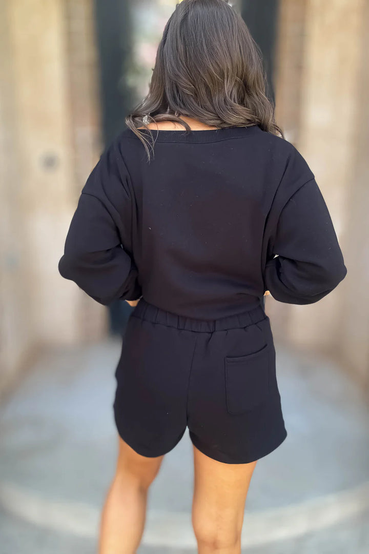 Zen Fleece Lounge Shorts Set (Black)