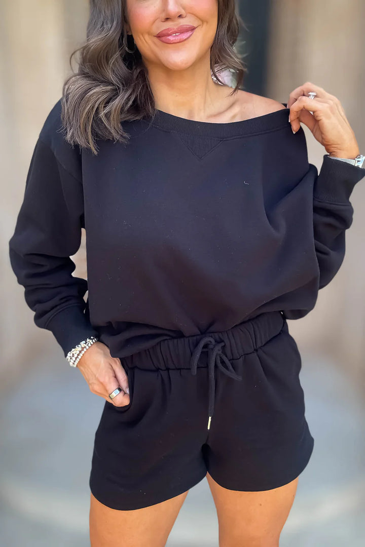 Zen Fleece Lounge Shorts Set (Black)