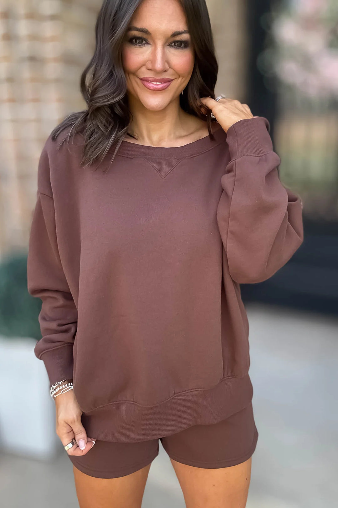 Zen Fleece Lounge Shorts Set (Brown)