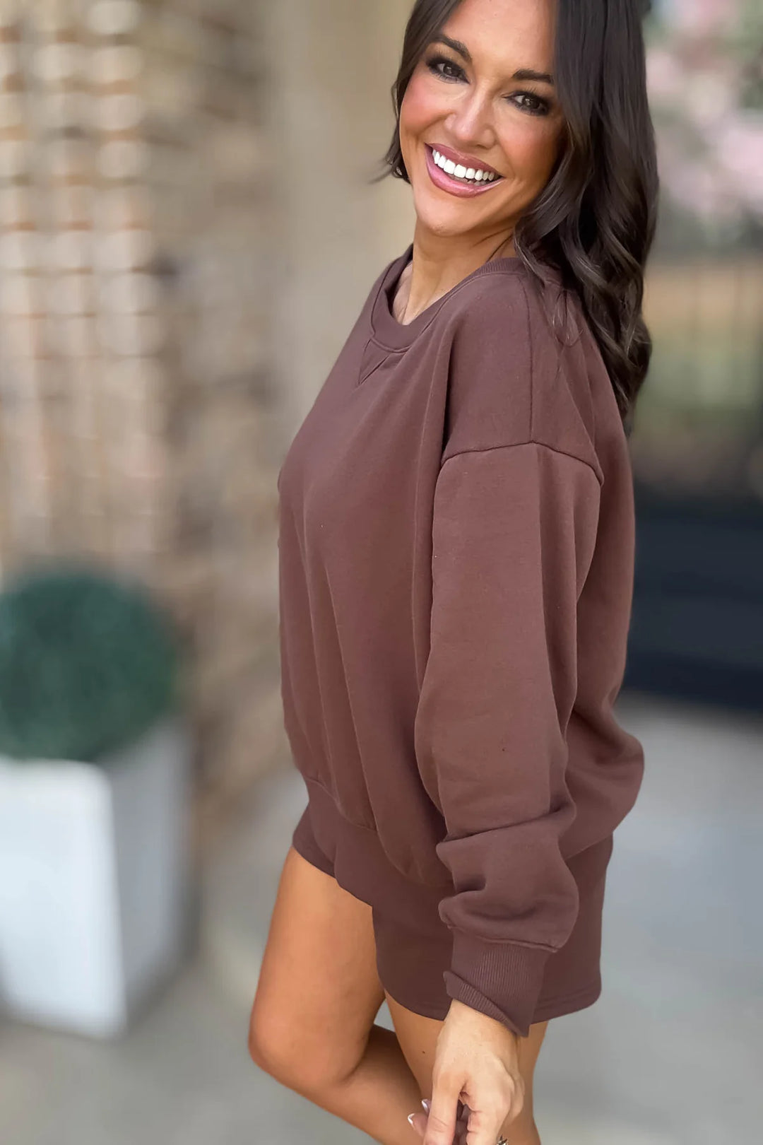 Zen Fleece Lounge Shorts Set (Brown)