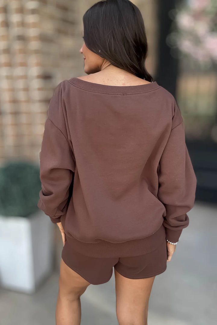 Zen Fleece Lounge Shorts Set (Brown)