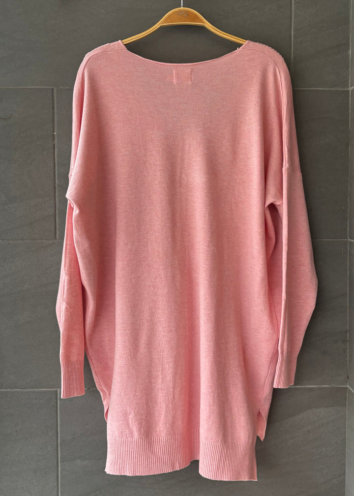 Comfy As Can Be Sweater (Heather Light Pink)
