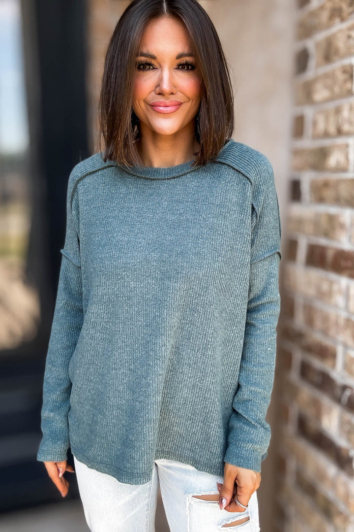 Zen Brushed High-Low Sweater (Ash Jade)