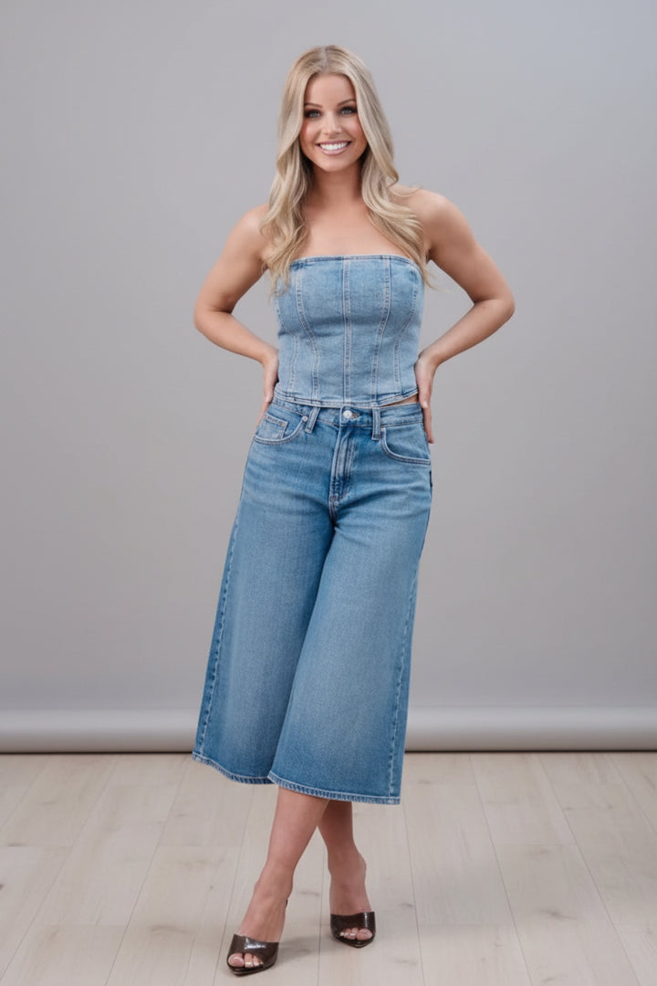Silver High Rise Culotte Jean