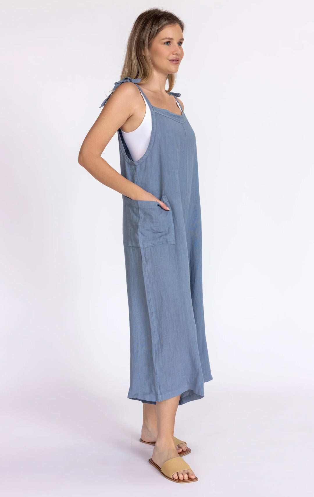 Lighter Days Linen Jumpsuit (Light Denim)