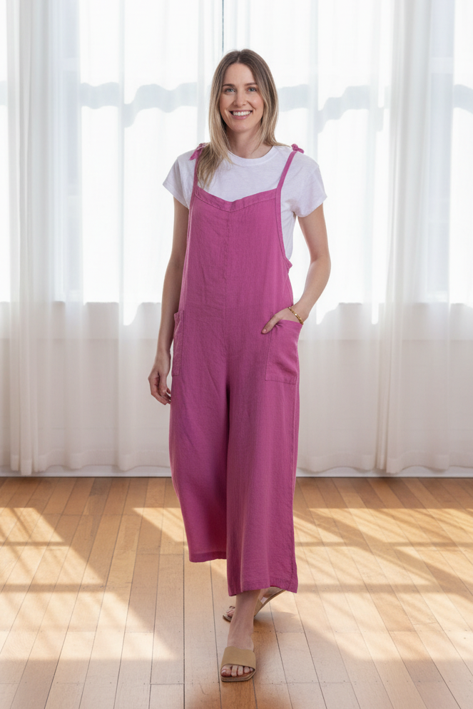 Lighter Days Linen Jumpsuit (Mauve)