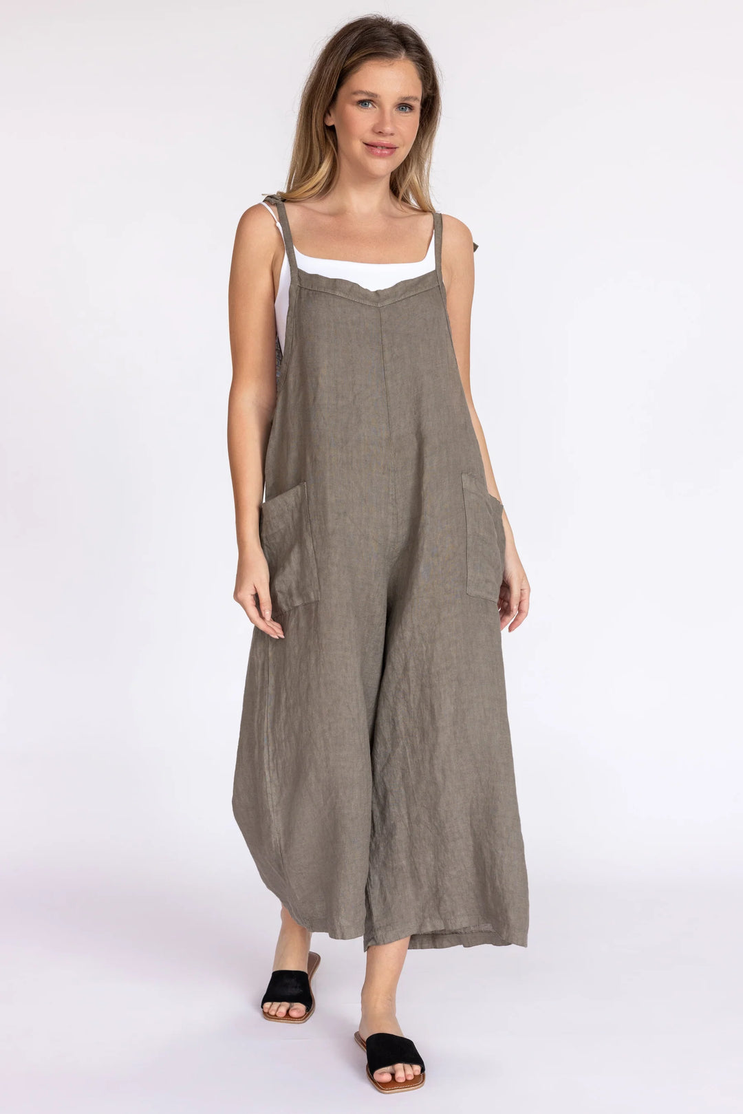 Lighter Days Linen Jumpsuit (Taupe)