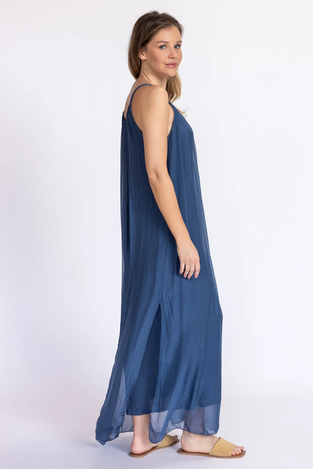 Meo Silk Maxi Dress (Dark Denim)