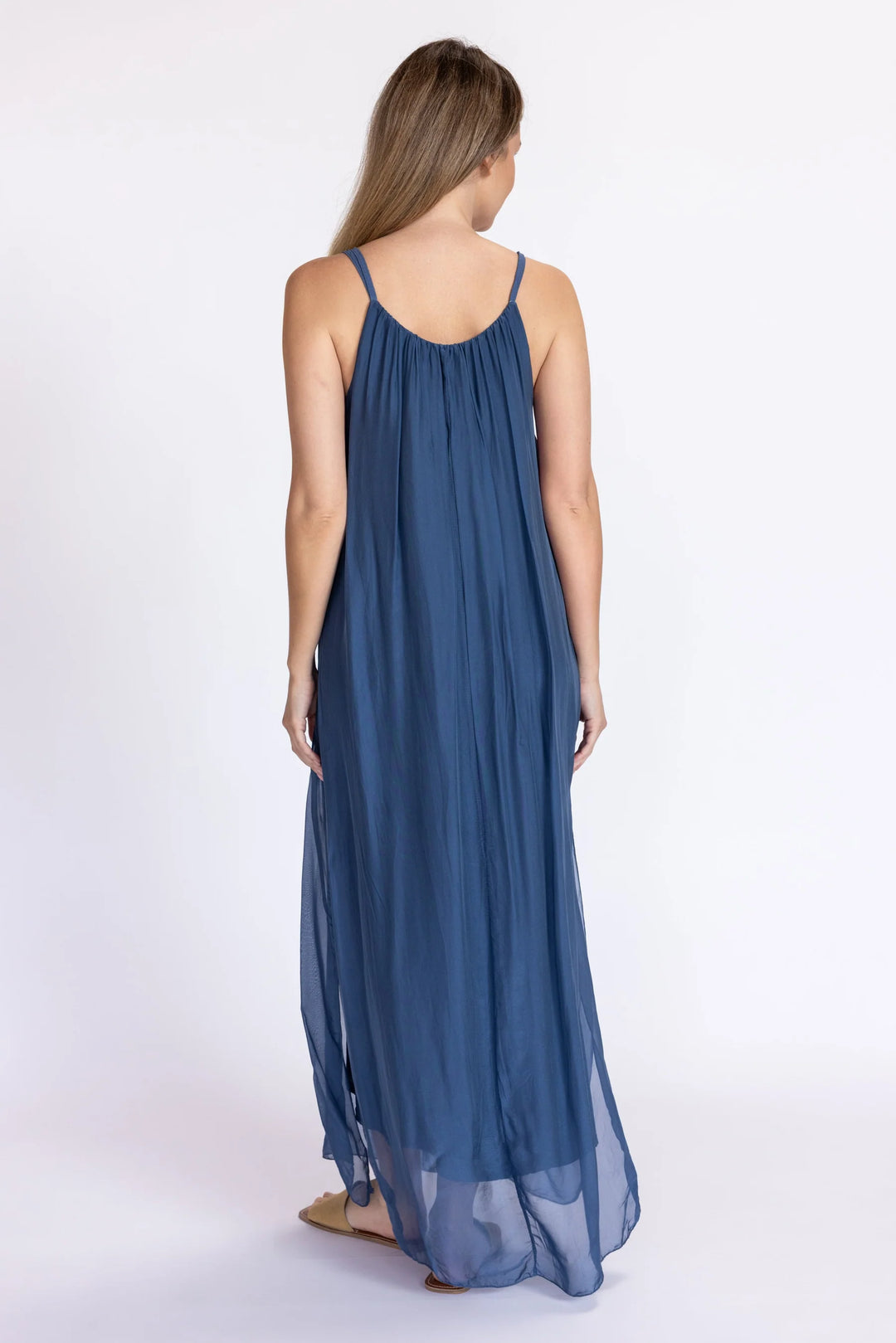 Meo Silk Maxi Dress (Dark Denim)