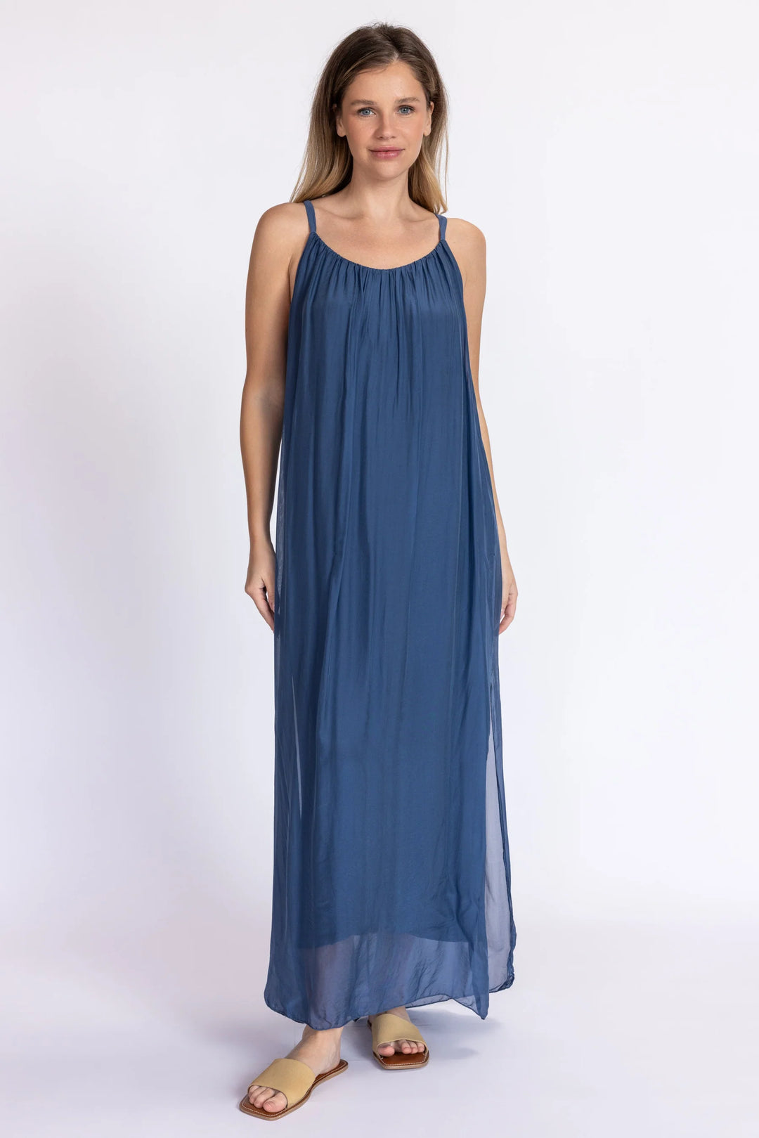 Meo Silk Maxi Dress (Dark Denim)