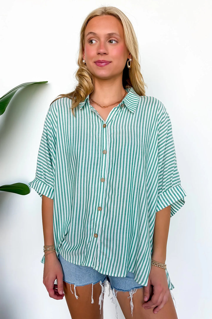 Zen Sunny Days Button Down Shirt (Kelly Green)