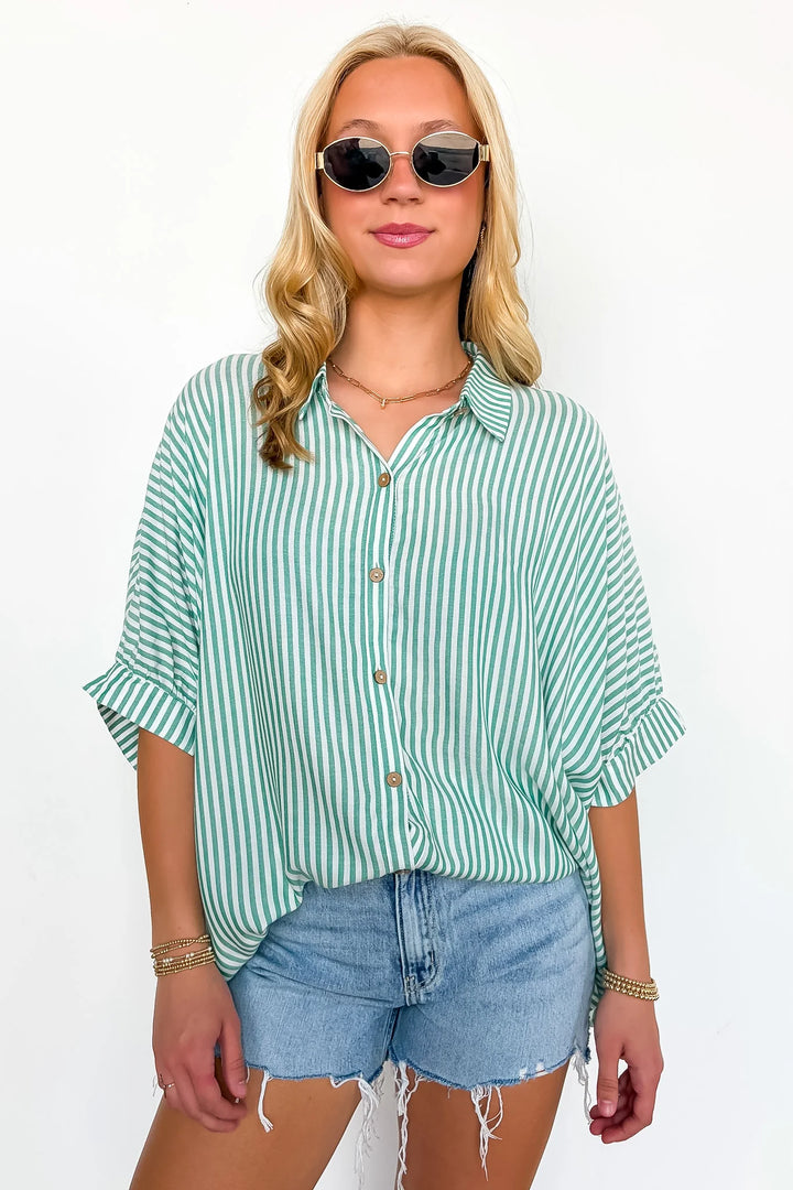Zen Sunny Days Button Down Shirt (Kelly Green)