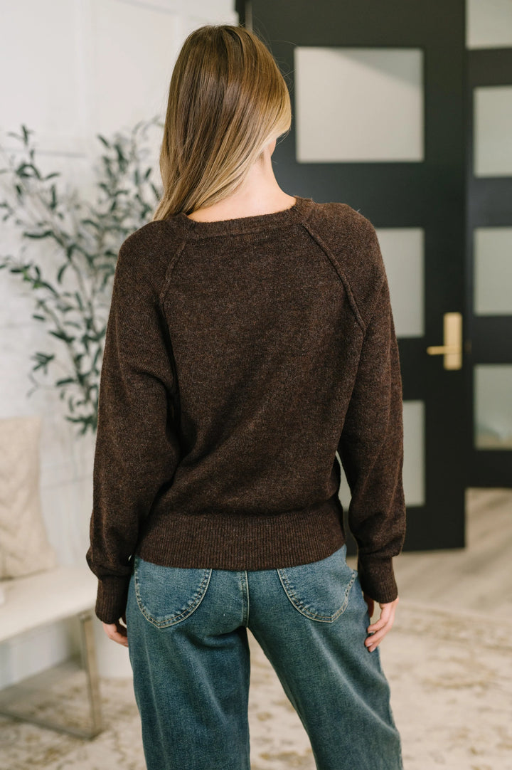 Zen Easy Fit Henley Sweater (Dark Brown)