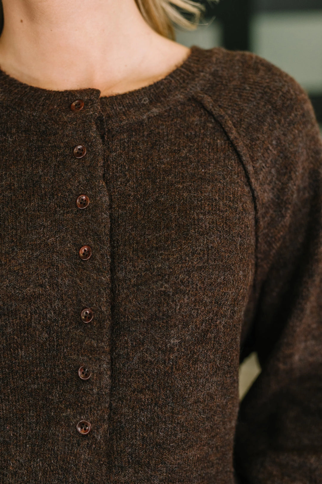 Zen Easy Fit Henley Sweater (Dark Brown)