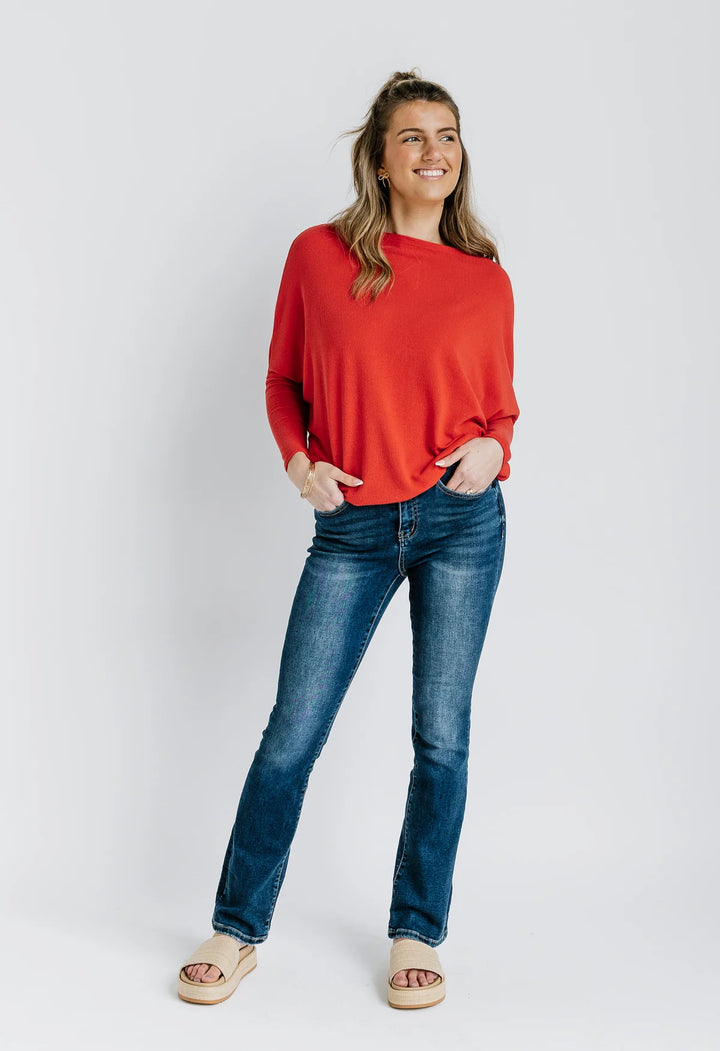 Jolie All Day Slouch Top (Tomato Red)