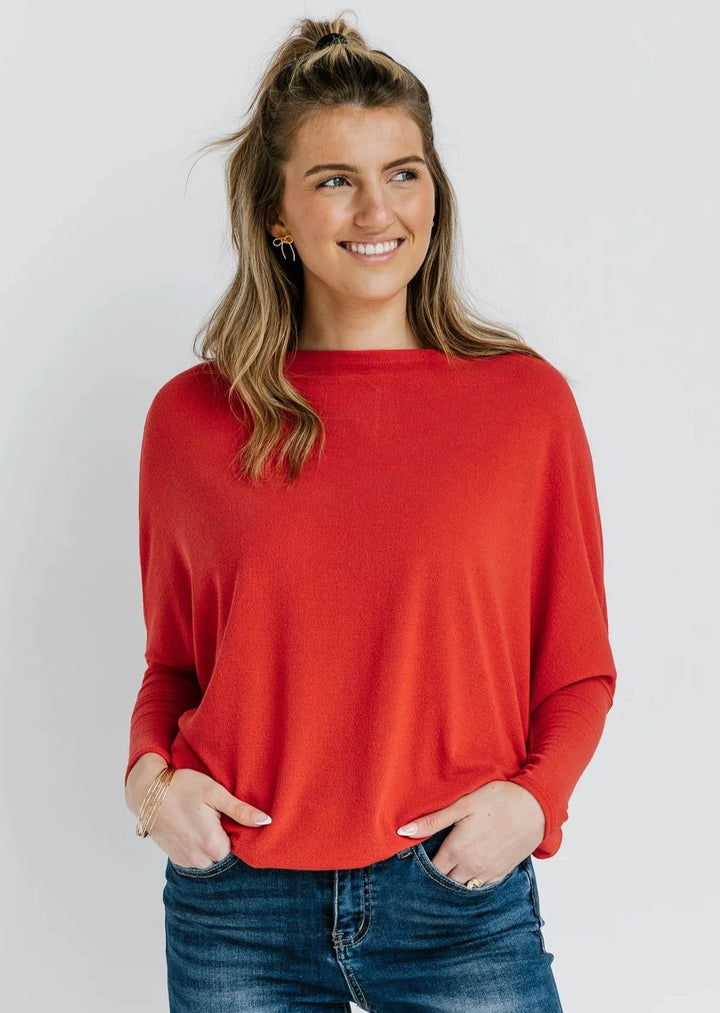 Jolie All Day Slouch Top (Tomato Red)