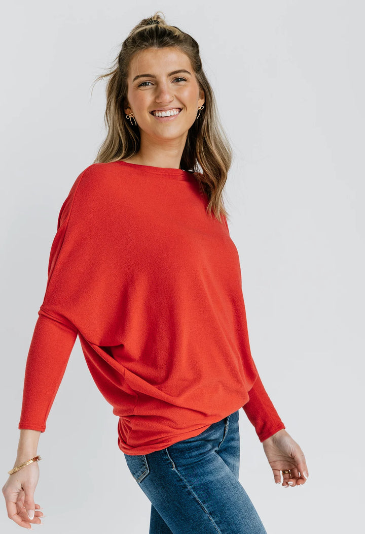 Jolie All Day Slouch Top (Tomato Red)