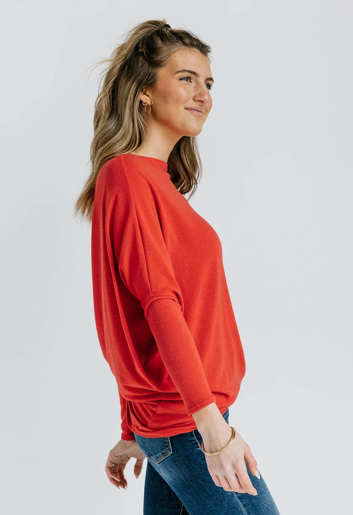 Jolie All Day Slouch Top (Tomato Red)