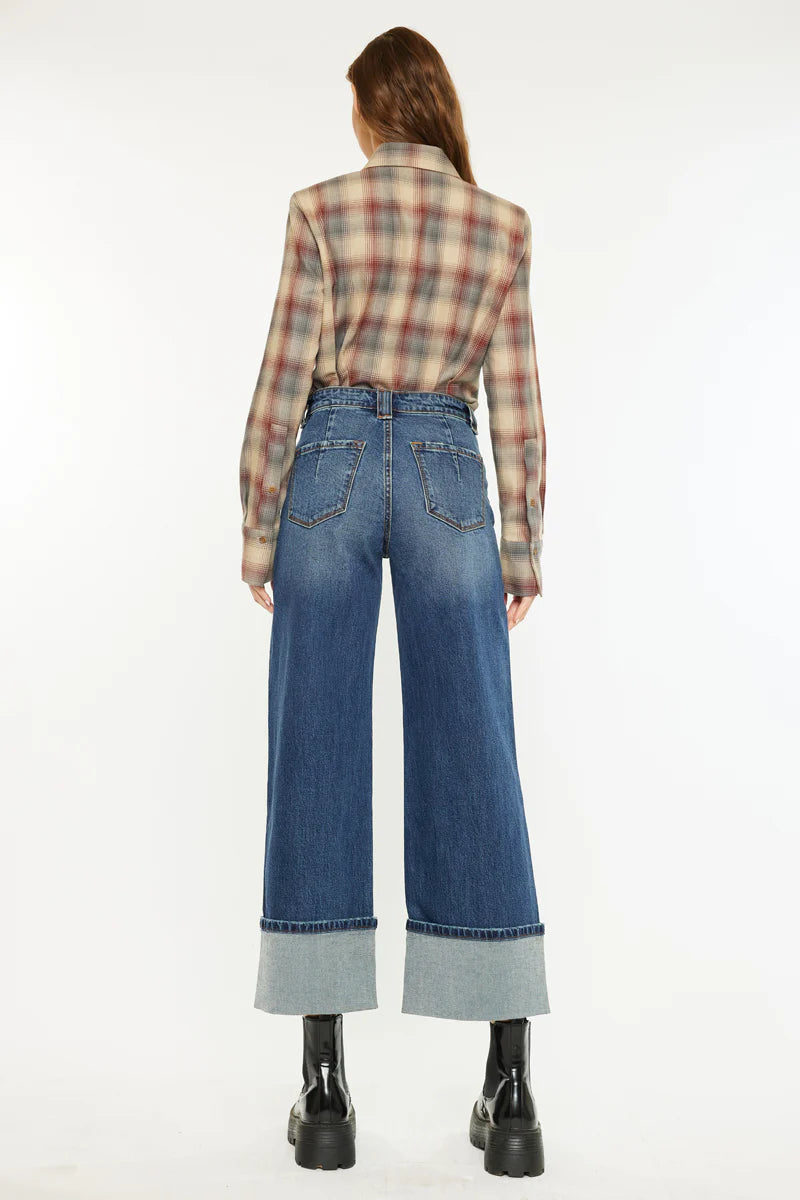 Kancan Beanie Wide Leg Ankle jean