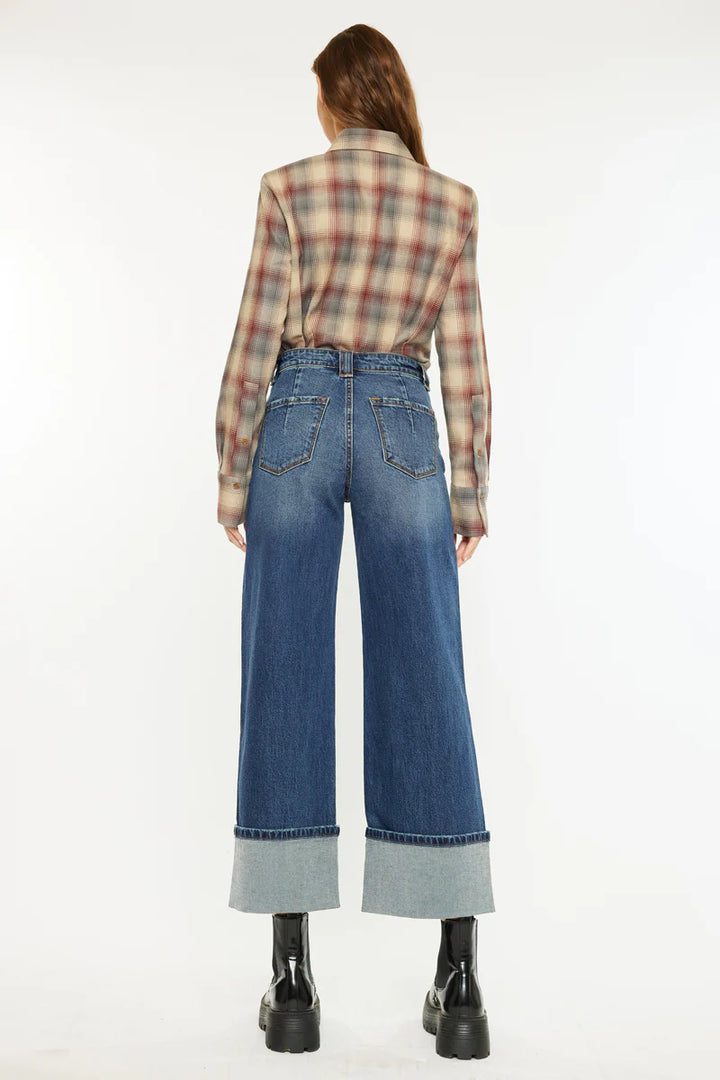Kancan Beanie Wide Leg Ankle jean