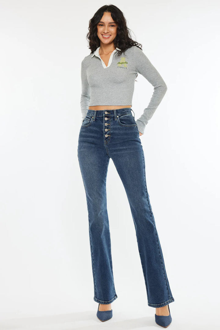 Kancan Button Slim Bootcut Jean