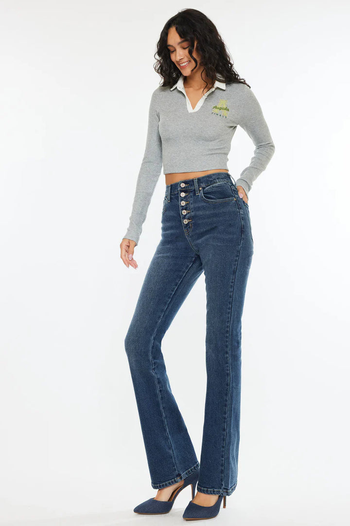 Kancan Button Slim Bootcut Jean