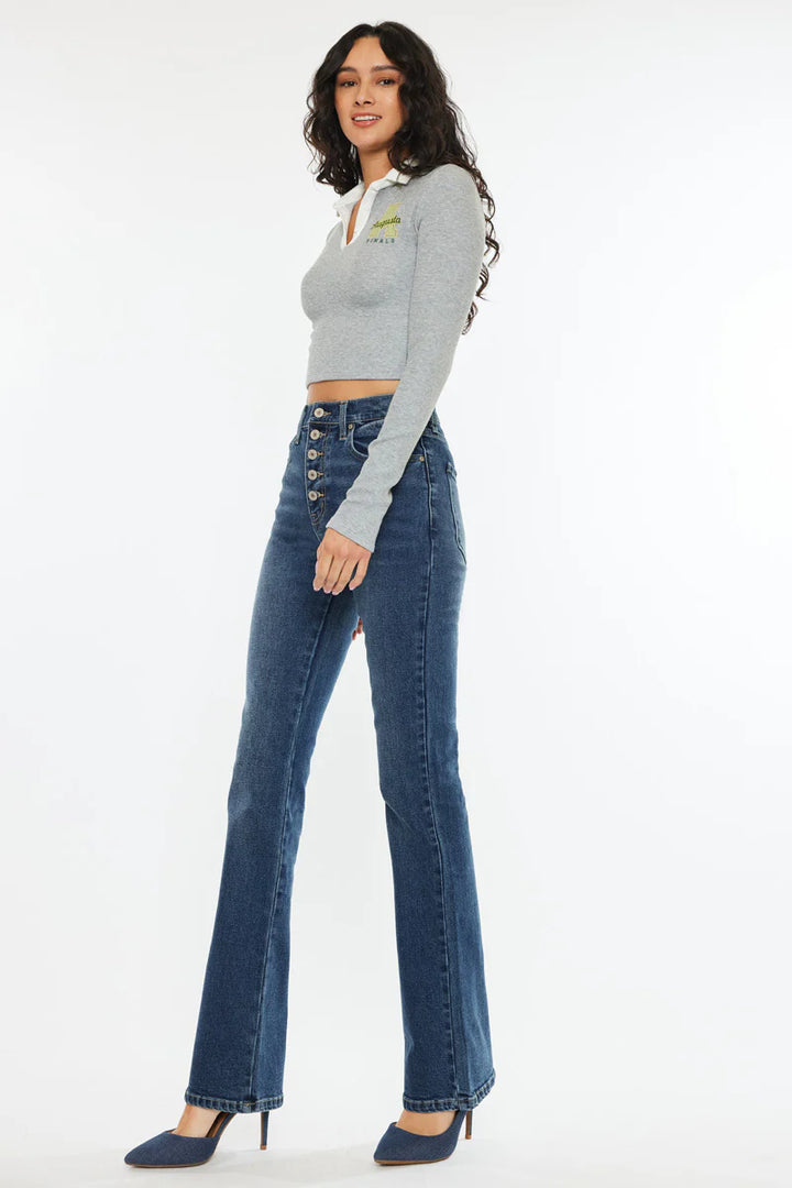 Kancan Button Slim Bootcut Jean