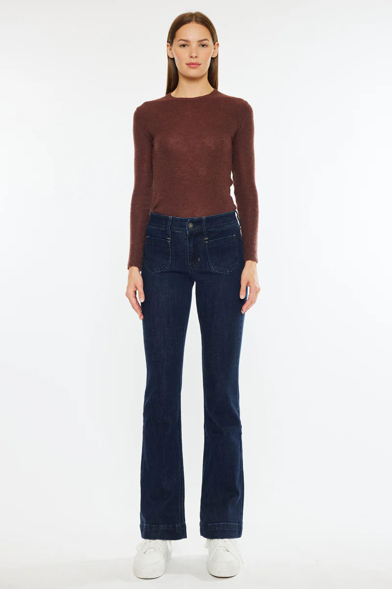 Kancan Mid Rise Pocket Bootcut Jean