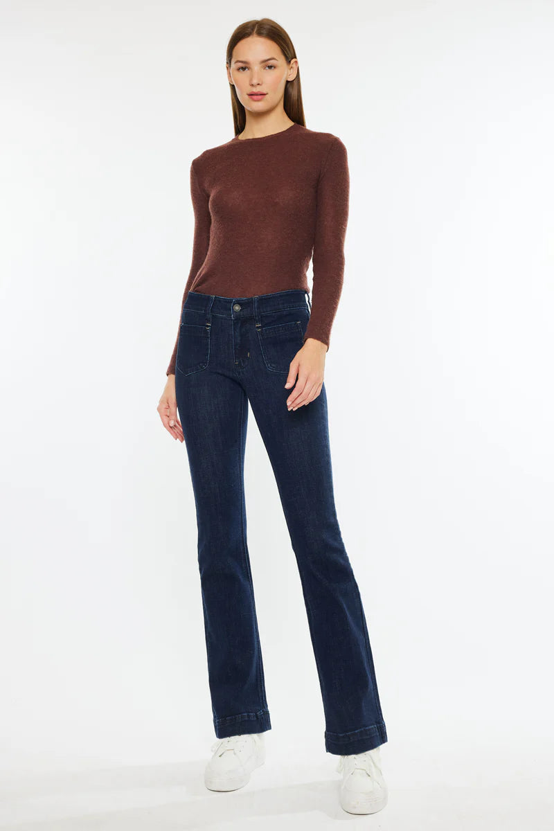 Kancan Mid Rise Pocket Bootcut Jean